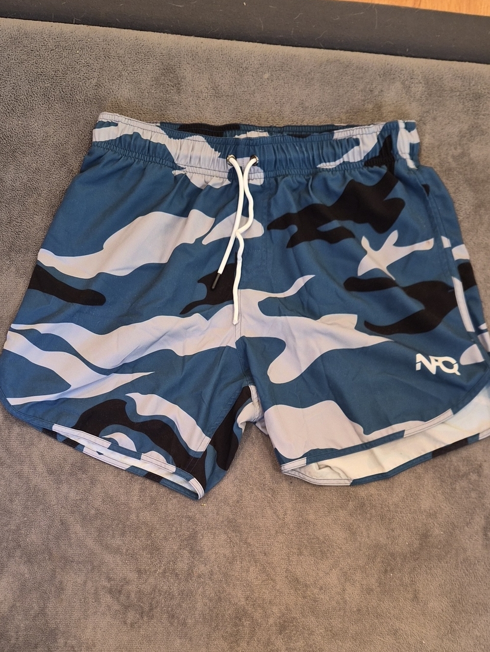 Men's Blue Camo Swim Shorts with Drawstring